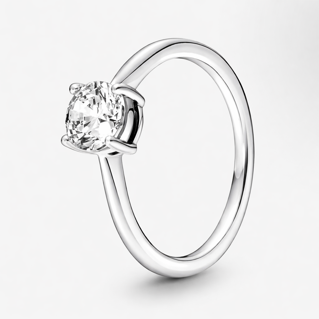 Anillo solitario plata
