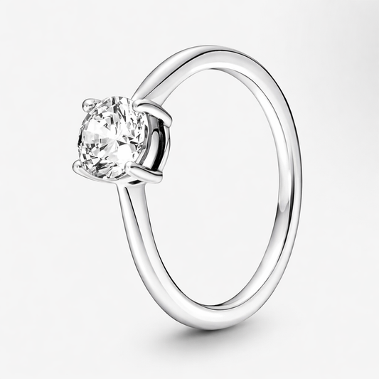 Anillo solitario plata