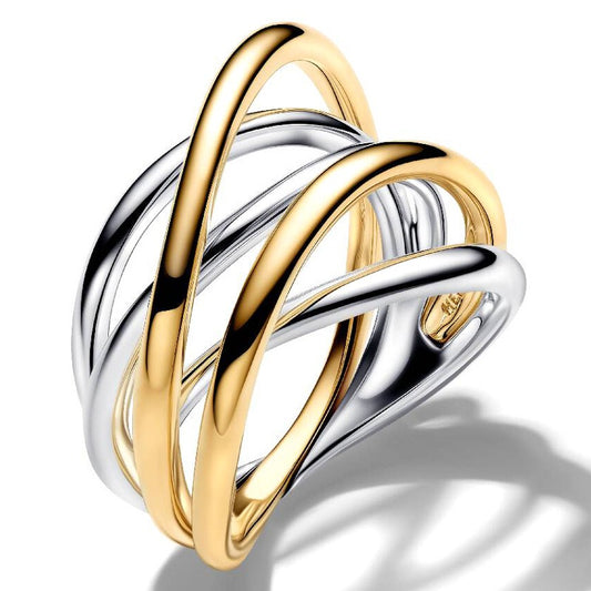 Anillo múltiple plata dorado