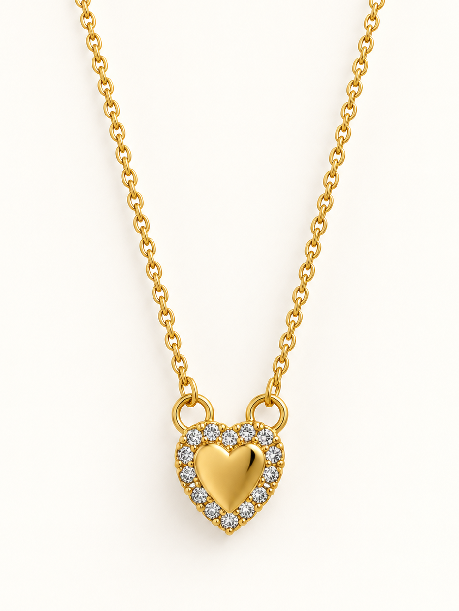 Collar corazón dorado logo