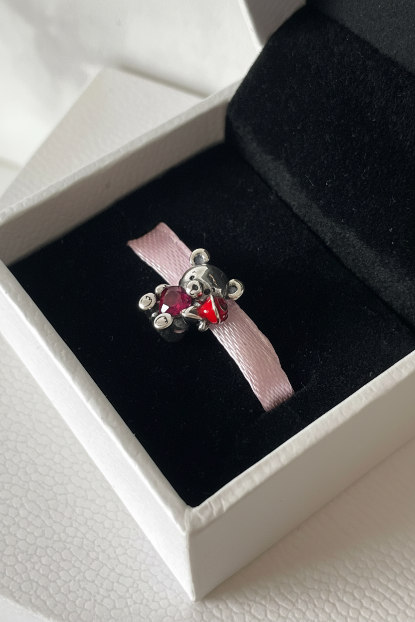 Osito corazón y rosa