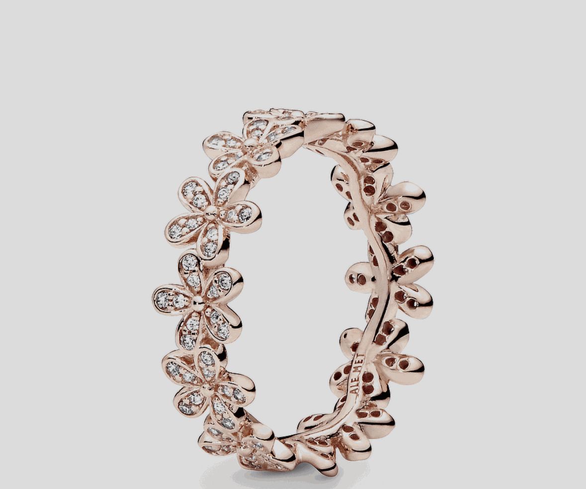Anillo cintillo de flores rose