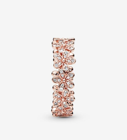 Anillo cintillo de flores rose