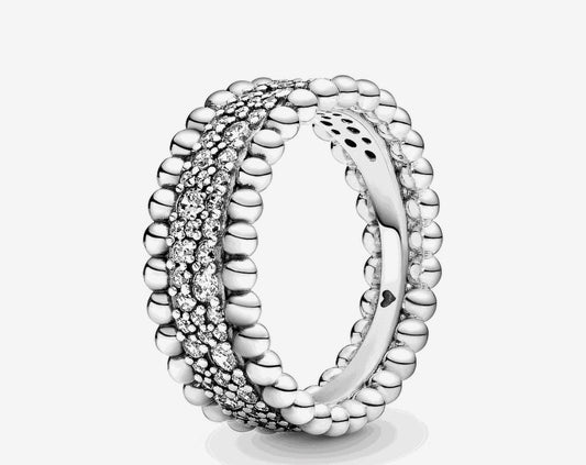 Anillo dobles esfera circones