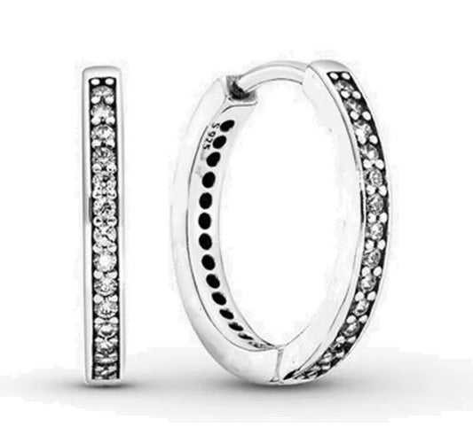 Argolla brillo circones plata mediana