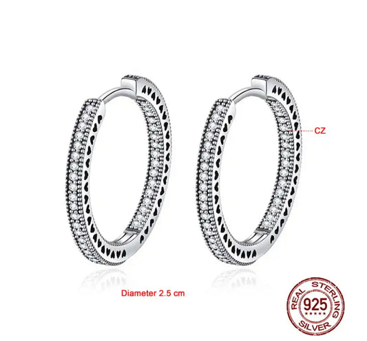 Argolla brillo circones plata grande